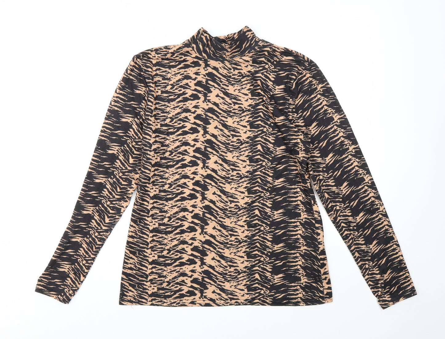 Papaya Womens Brown Geometric  Basic T-Shirt Size 16