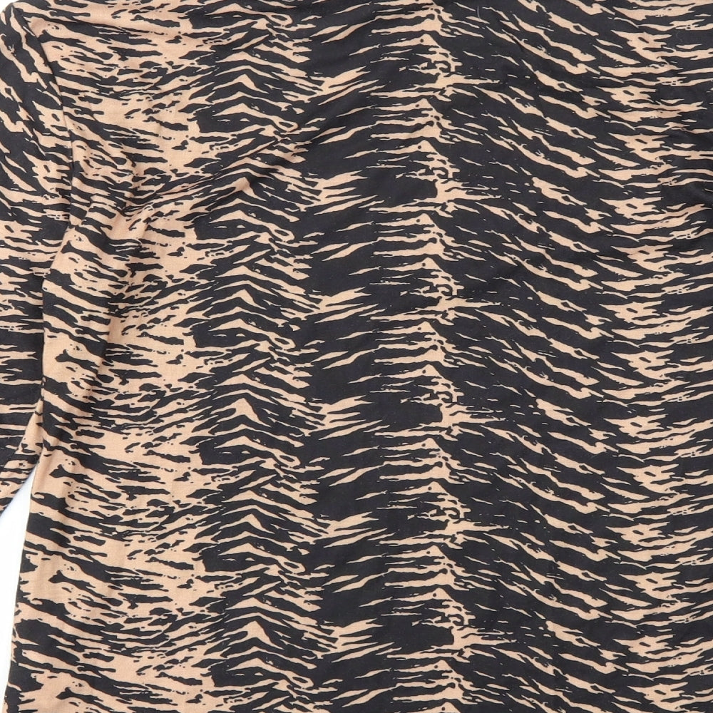 Papaya Womens Brown Geometric  Basic T-Shirt Size 16