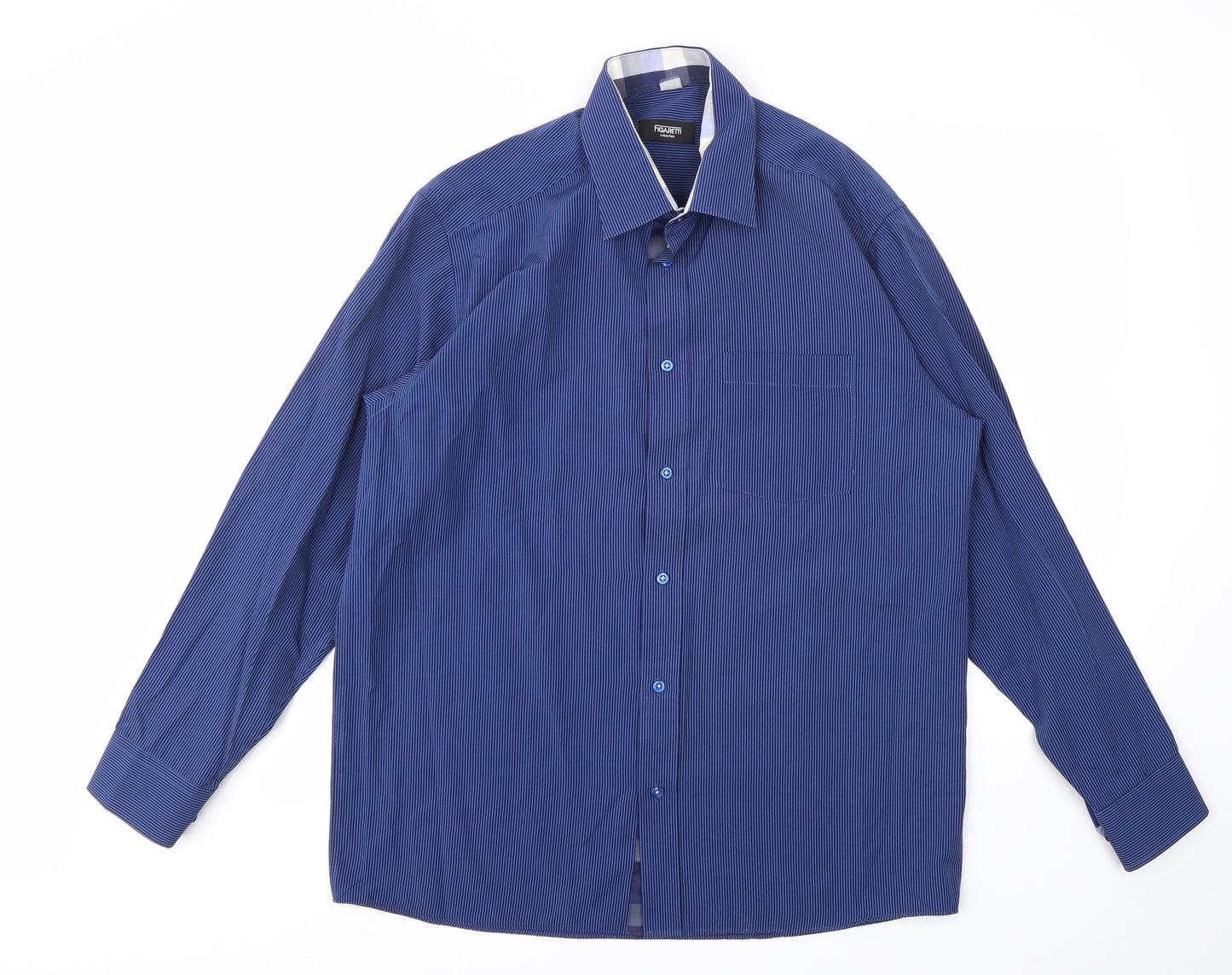 Mens Blue Houndstooth   Dress Shirt Size 16