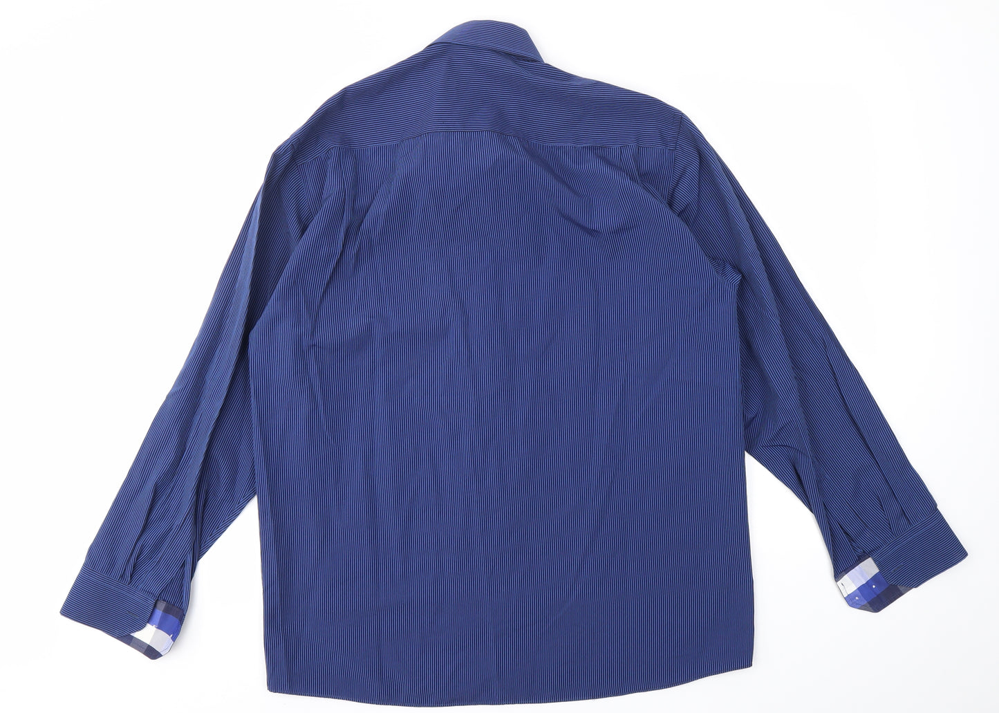 Mens Blue Houndstooth   Dress Shirt Size 16
