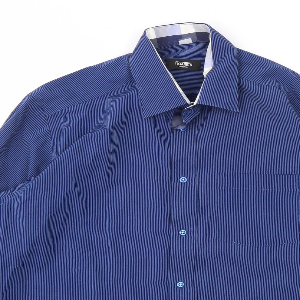 Mens Blue Houndstooth   Dress Shirt Size 16