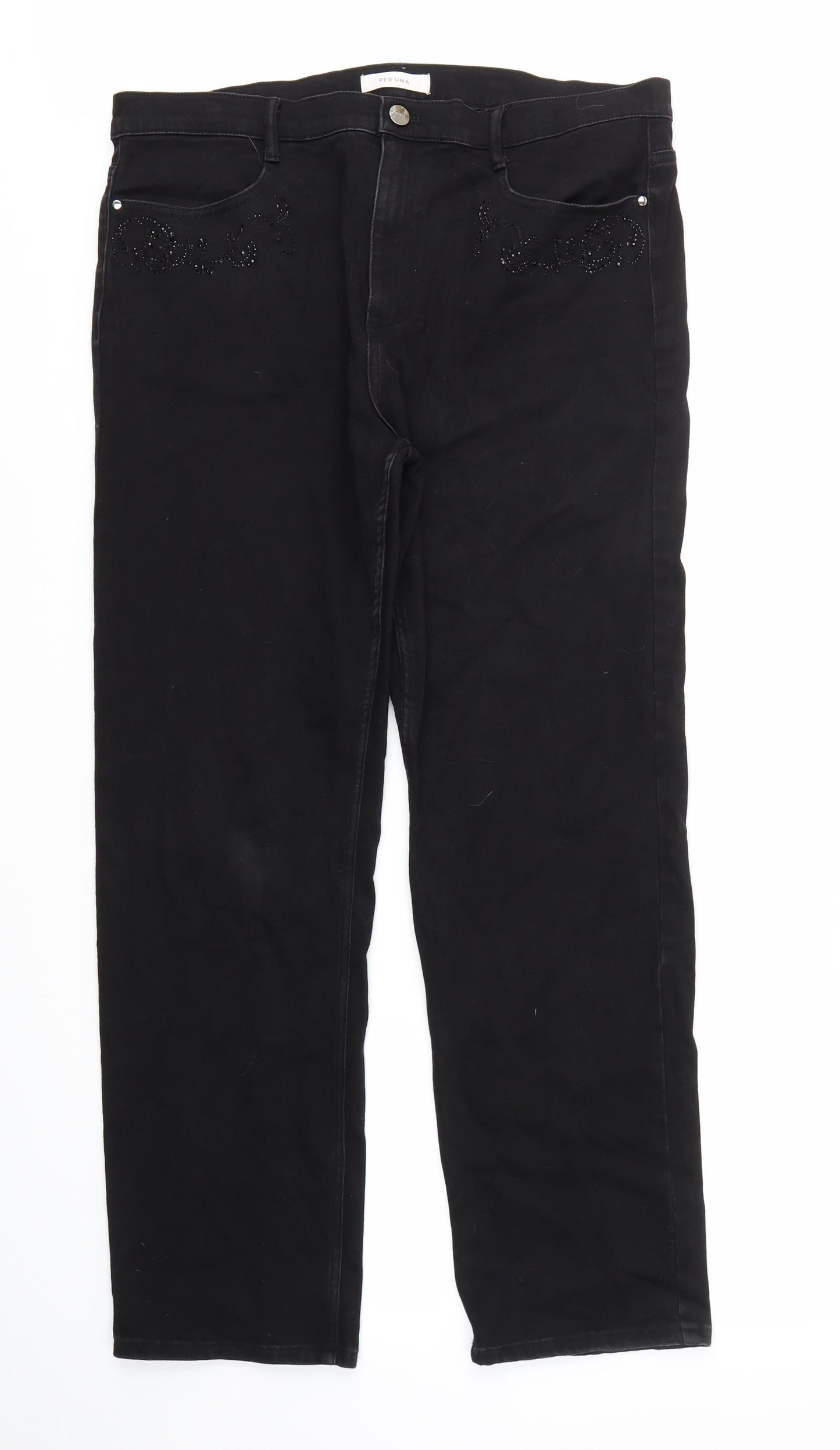 M&S Womens Black   Straight Jeans Size 18 L30 in