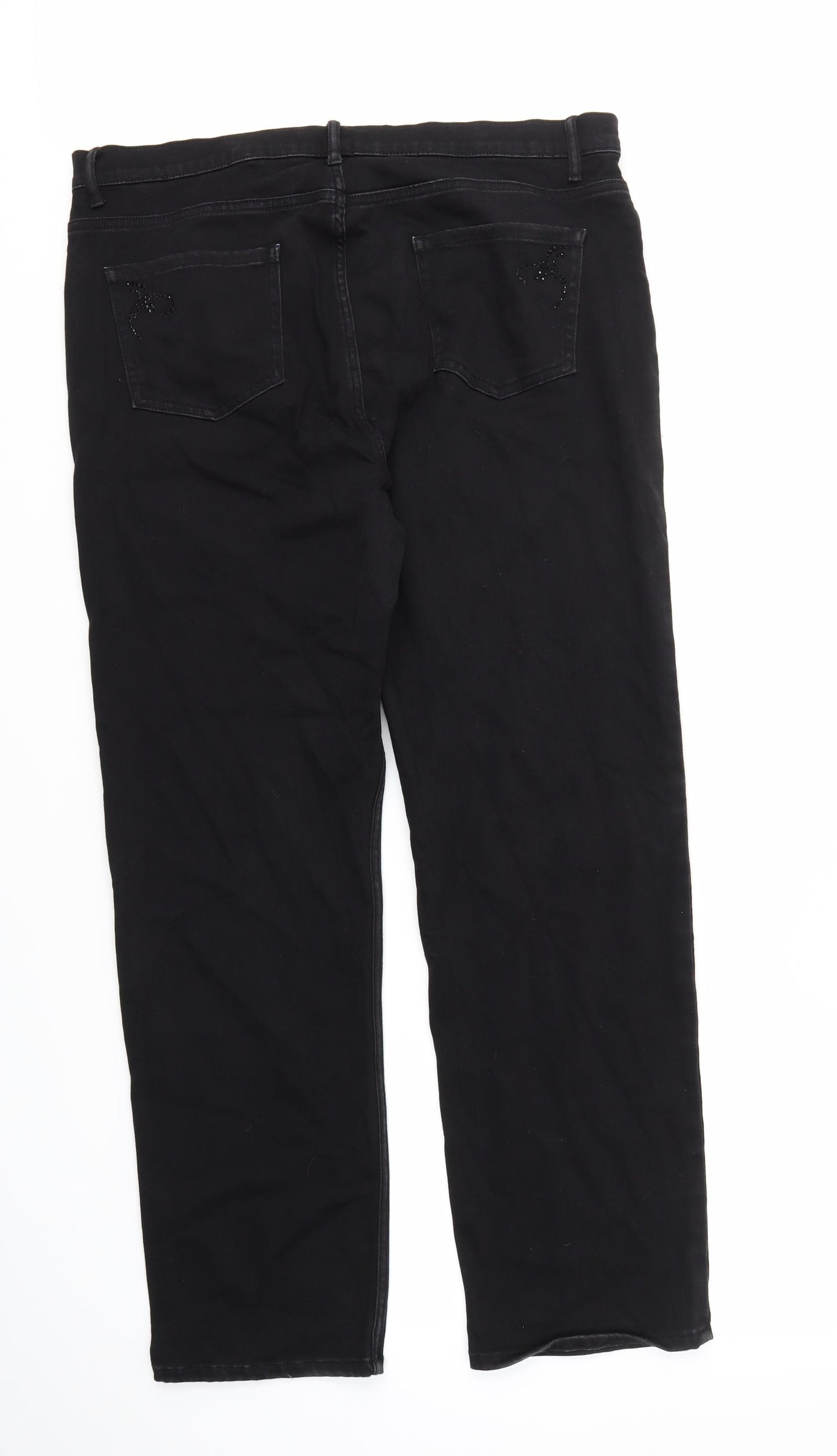 M&S Womens Black   Straight Jeans Size 18 L30 in
