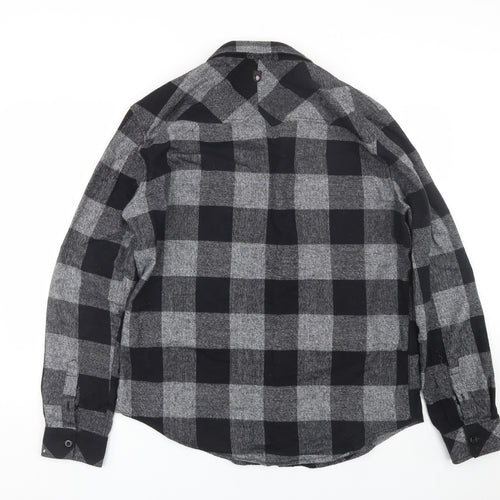Duck & Cover Mens Black Plaid   Button-Up Size XL