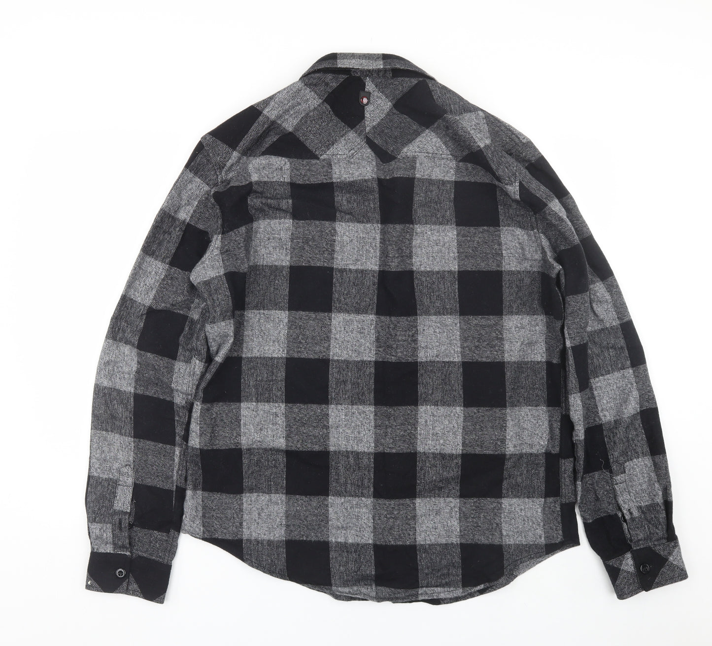 Duck & Cover Mens Black Plaid   Button-Up Size XL