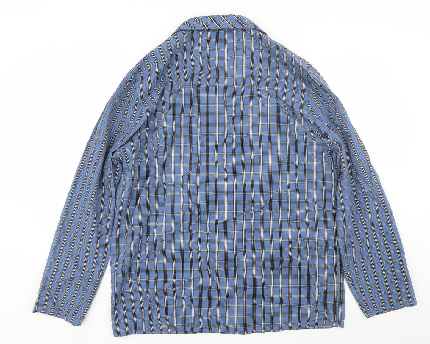 M&S Mens Blue Plaid   Pyjama Top Size L