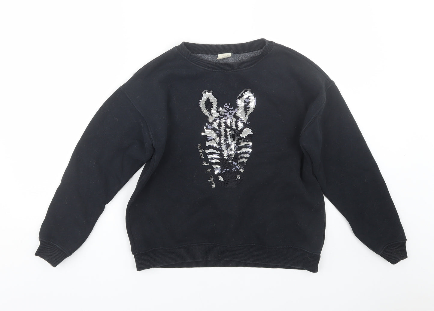 Zara Girls Black   Pullover Sweatshirt Size 13-14 Years  - Zebra