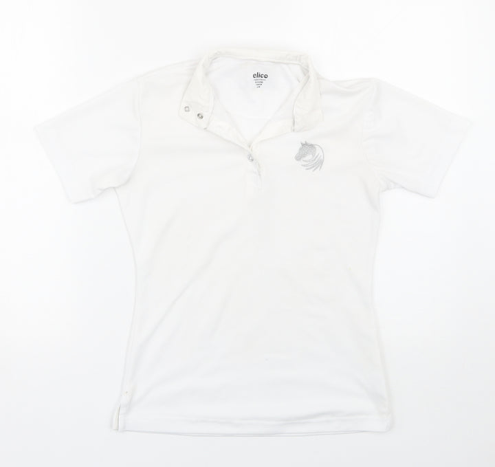 Elico Girls White Basic Polo Size 9-10 Years