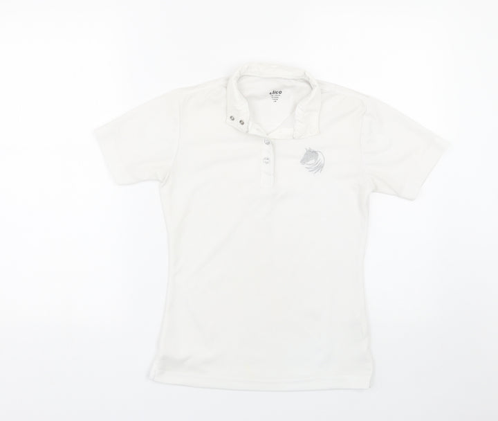 Elico Girls White   Basic Polo Size 9-10 Years