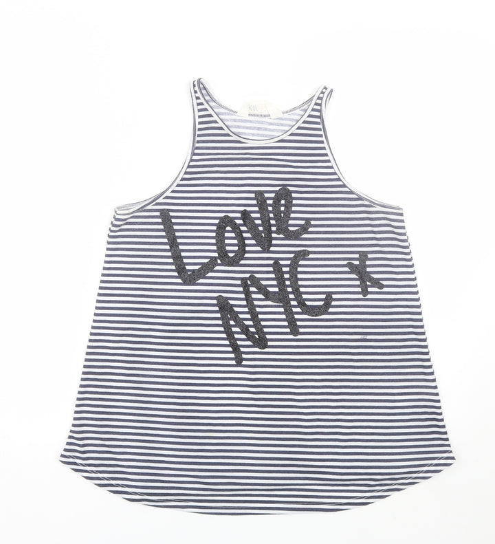 H&M Girls Blue Striped  Basic Tank Size 10-11 Years