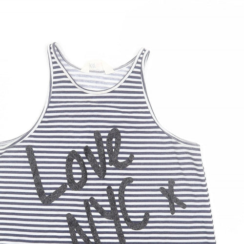 H&M Girls Blue Striped  Basic Tank Size 10-11 Years