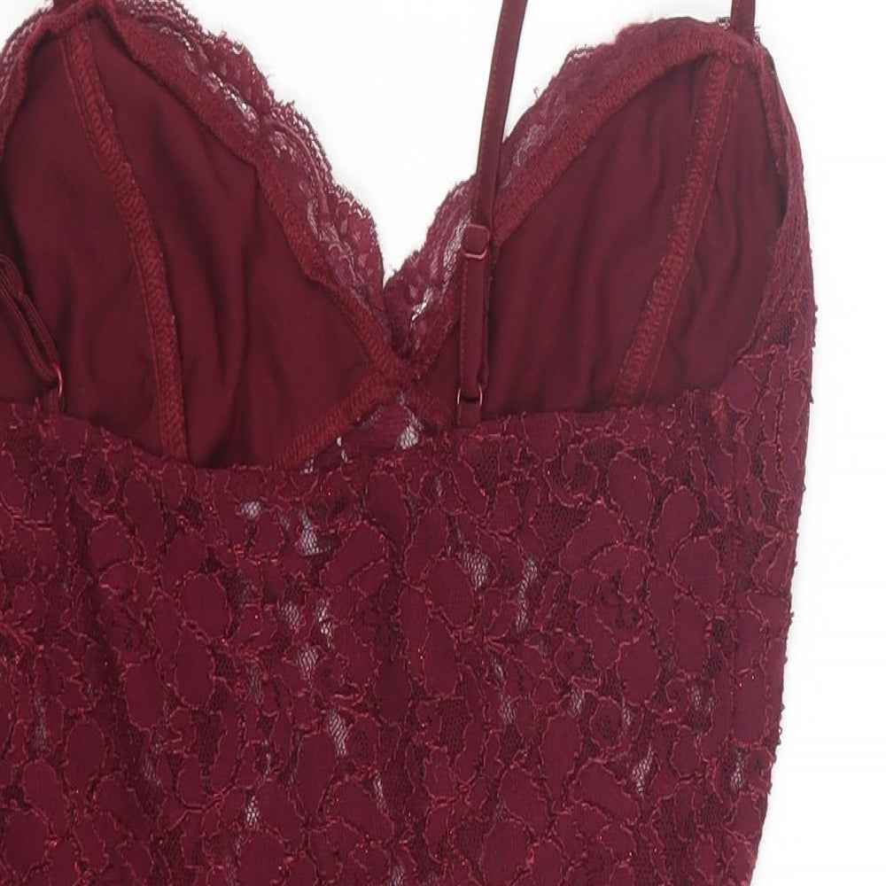 New Look Womens Red Floral  Catsuit One-Piece Size 16