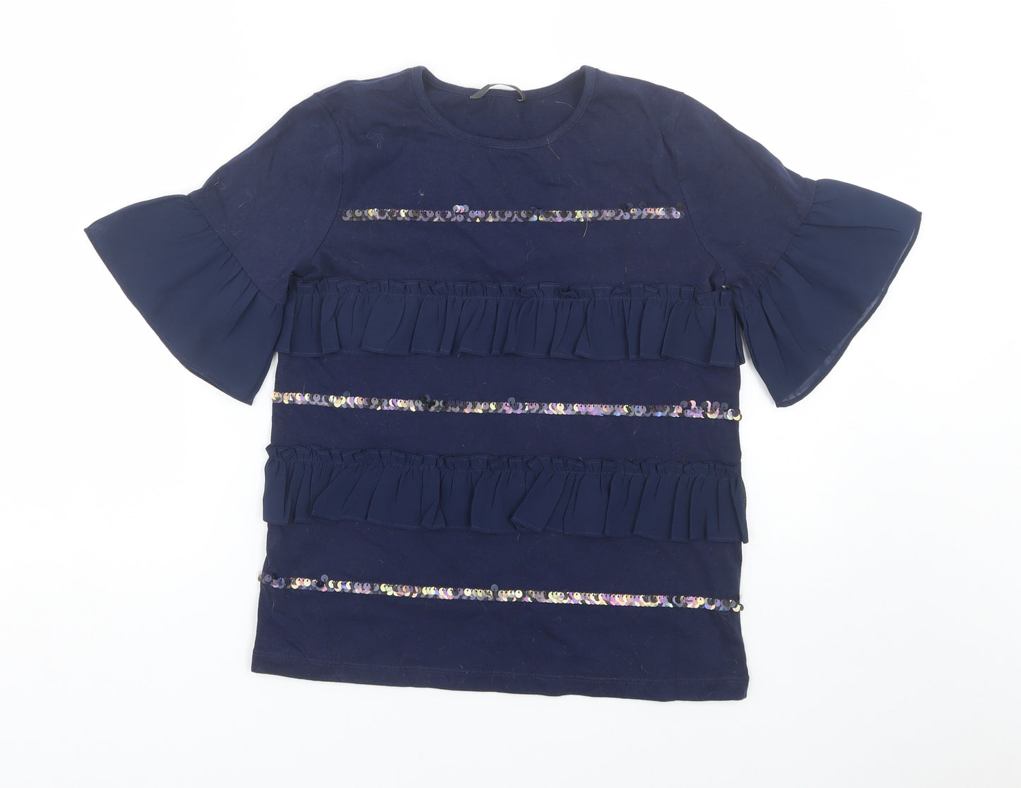 George Girls Blue Striped  Basic T-Shirt Size 11-12 Years