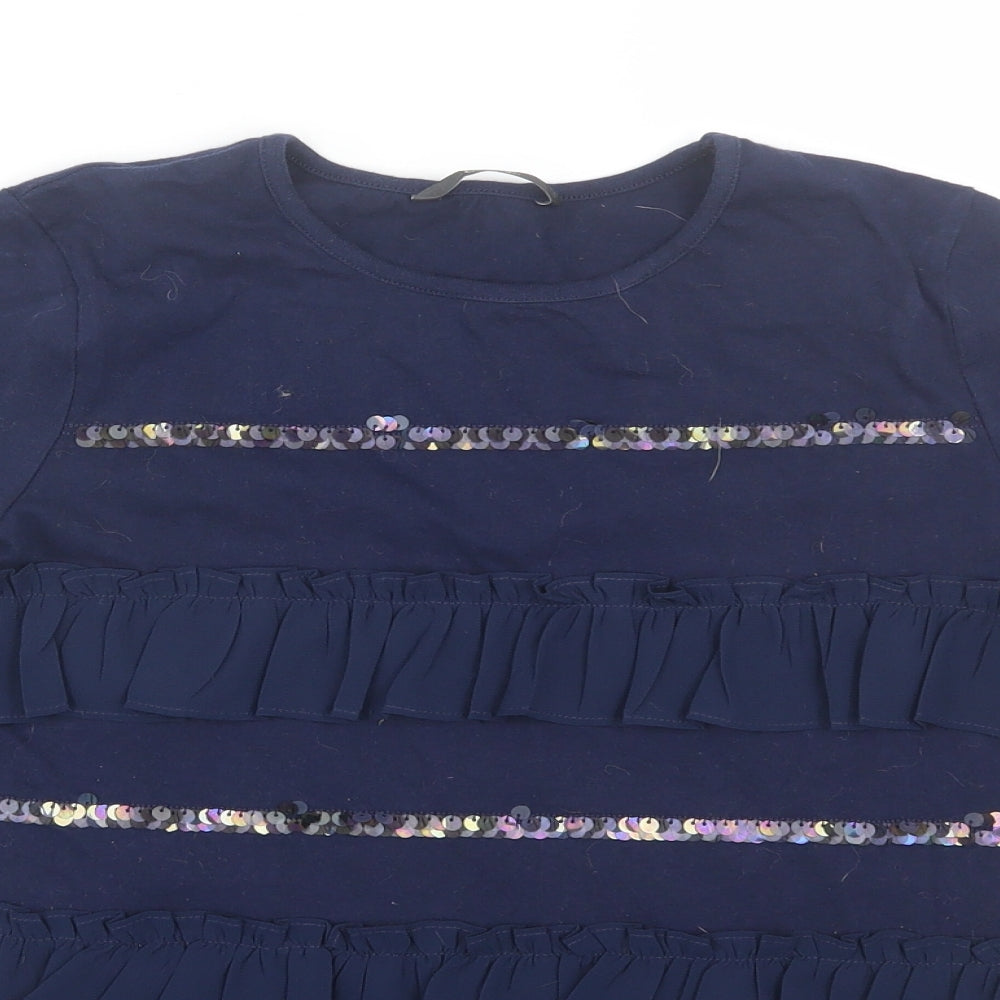 George Girls Blue Striped  Basic T-Shirt Size 11-12 Years