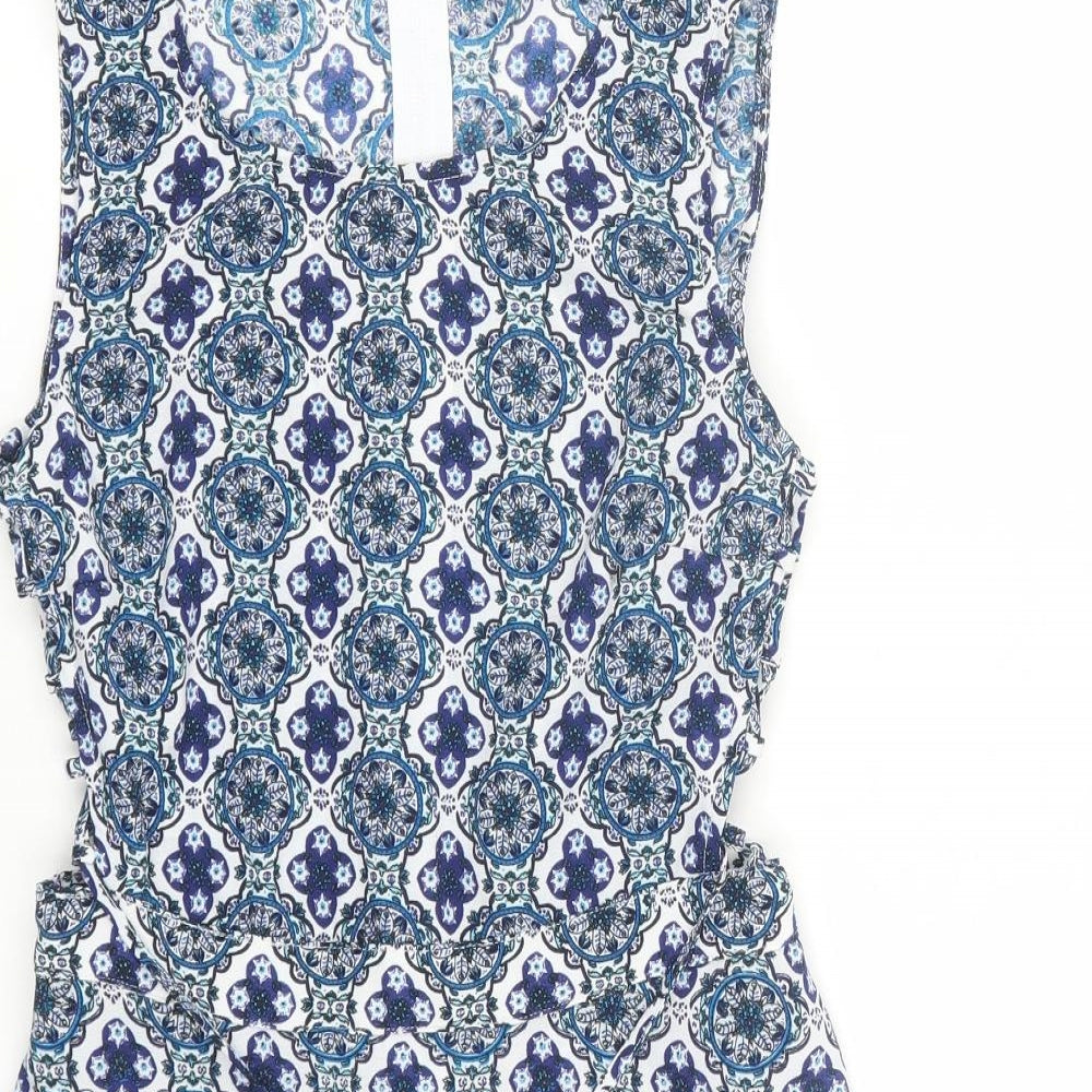 H&M Womens Blue Floral  Tank Dress  Size 10