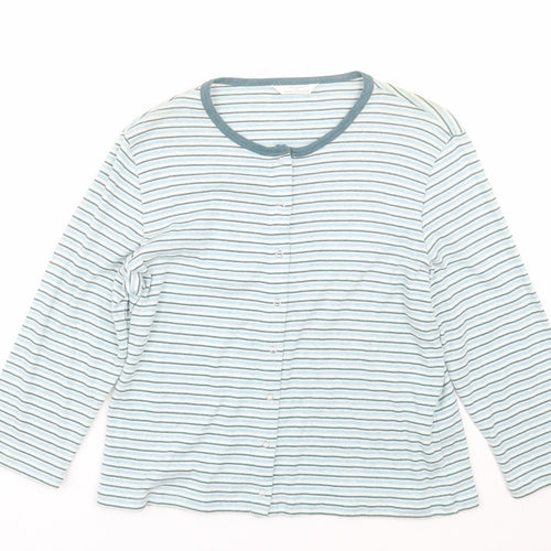 M&S Womens Blue Striped  Cardigan Jumper Size 16