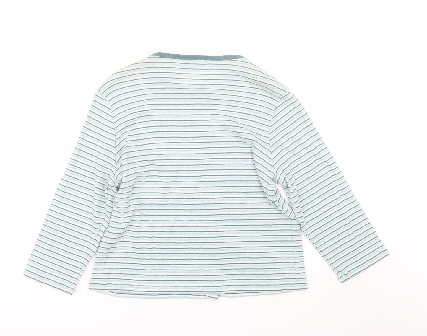 M&S Womens Blue Striped  Cardigan Jumper Size 16