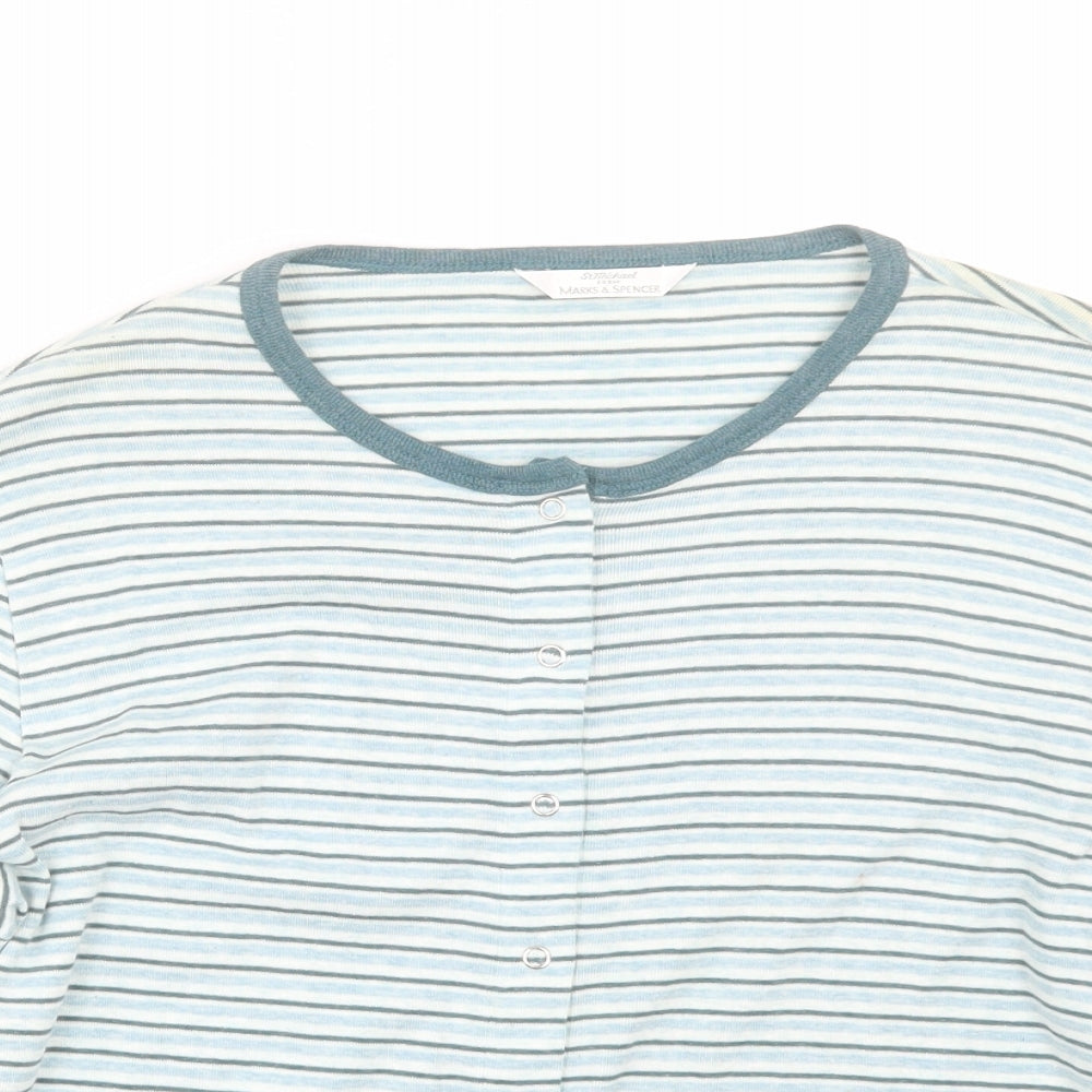 M&S Womens Blue Striped  Cardigan Jumper Size 16