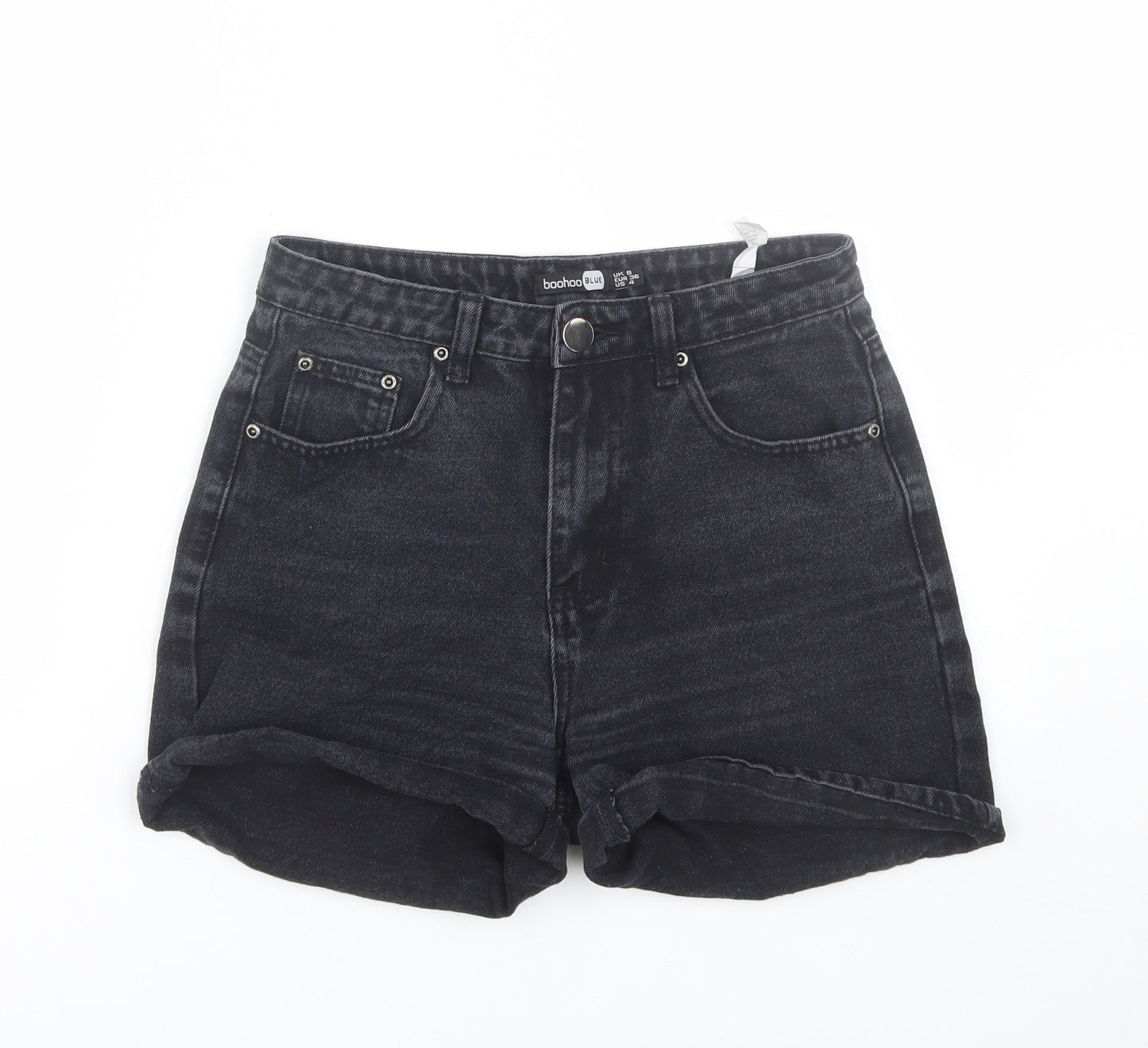 Boohoo Womens Black  Denim Culotte Shorts Size 8