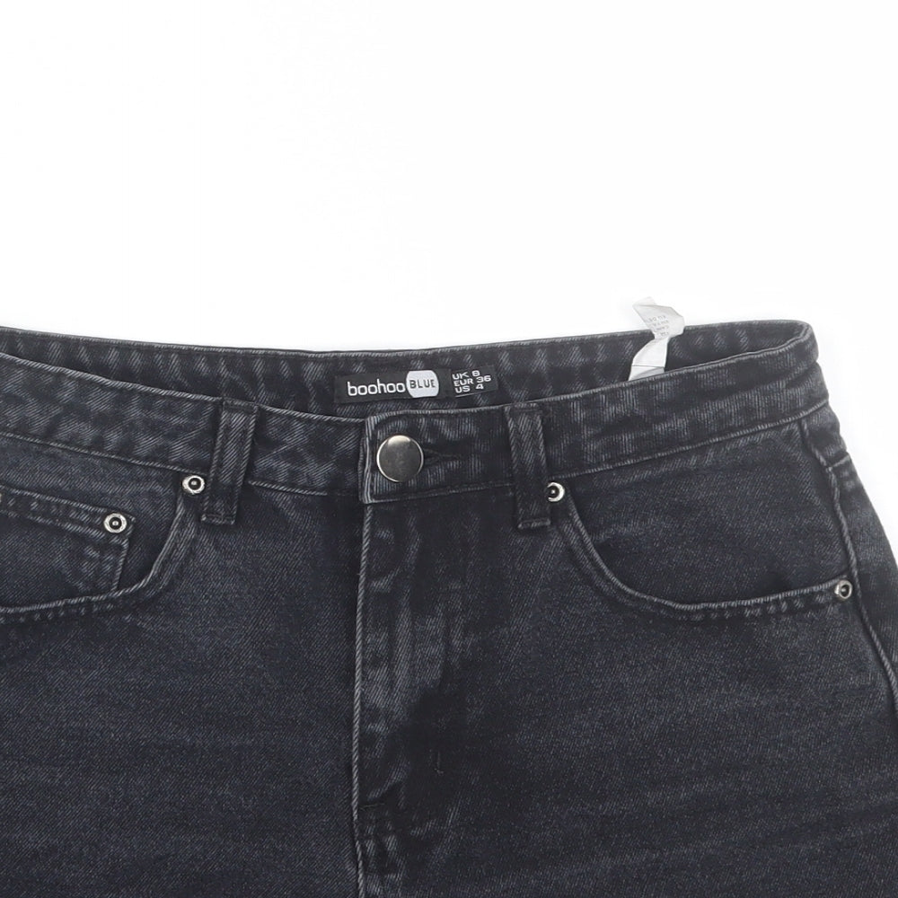 Boohoo Womens Black  Denim Culotte Shorts Size 8