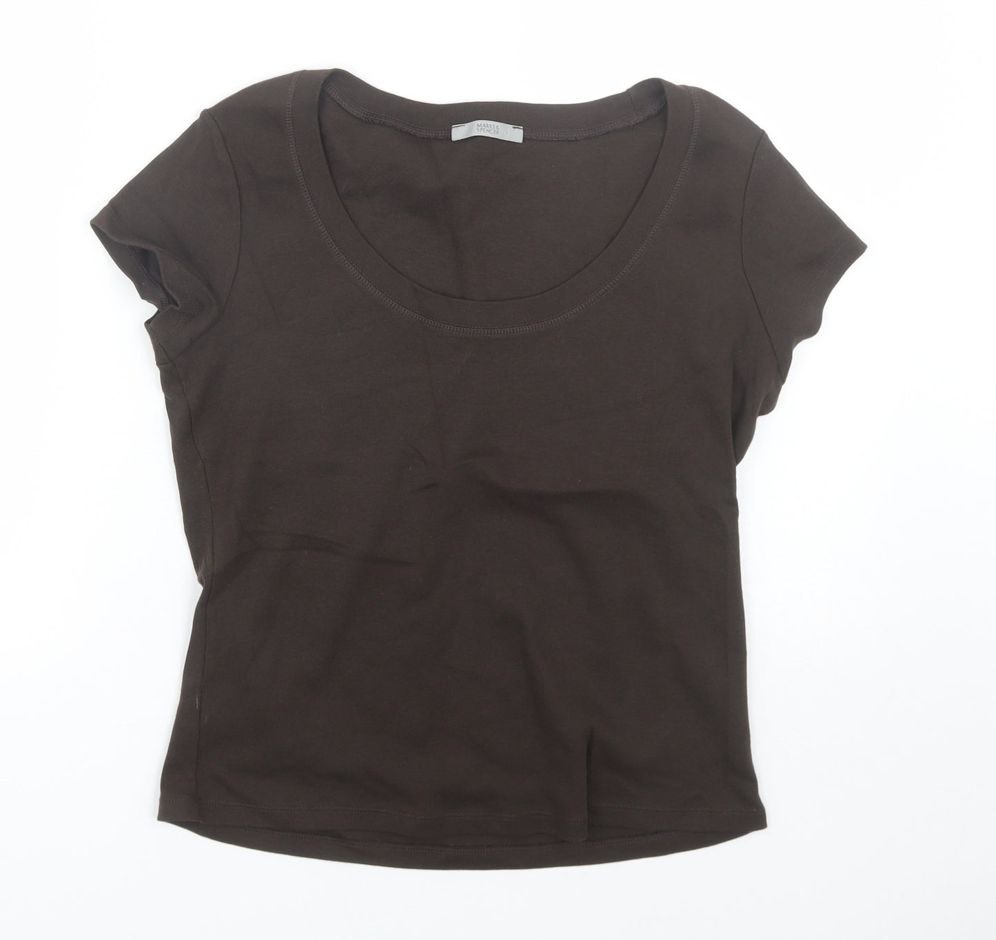 M&S Womens Brown   Basic T-Shirt Size 14