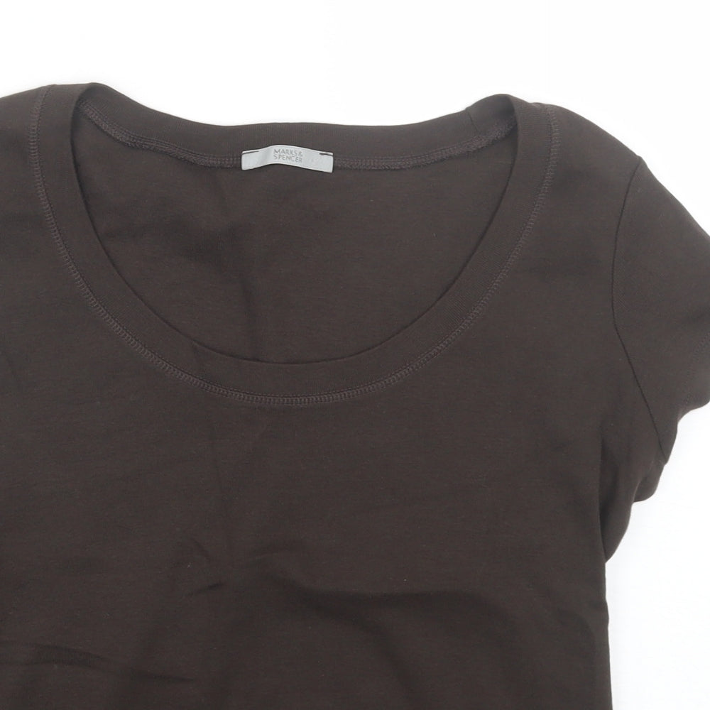 M&S Womens Brown   Basic T-Shirt Size 14