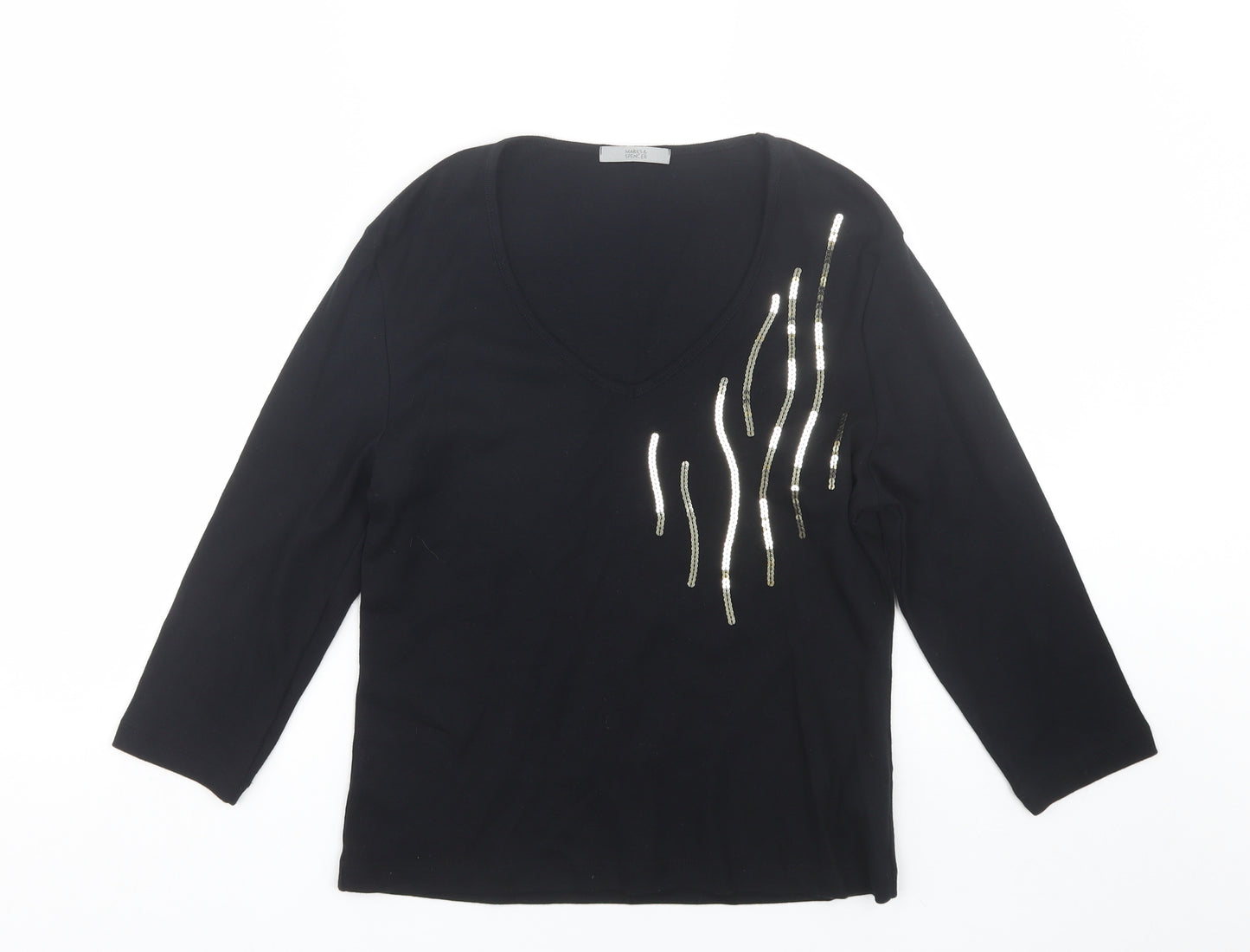 M&S Womens Black   Basic T-Shirt Size 14