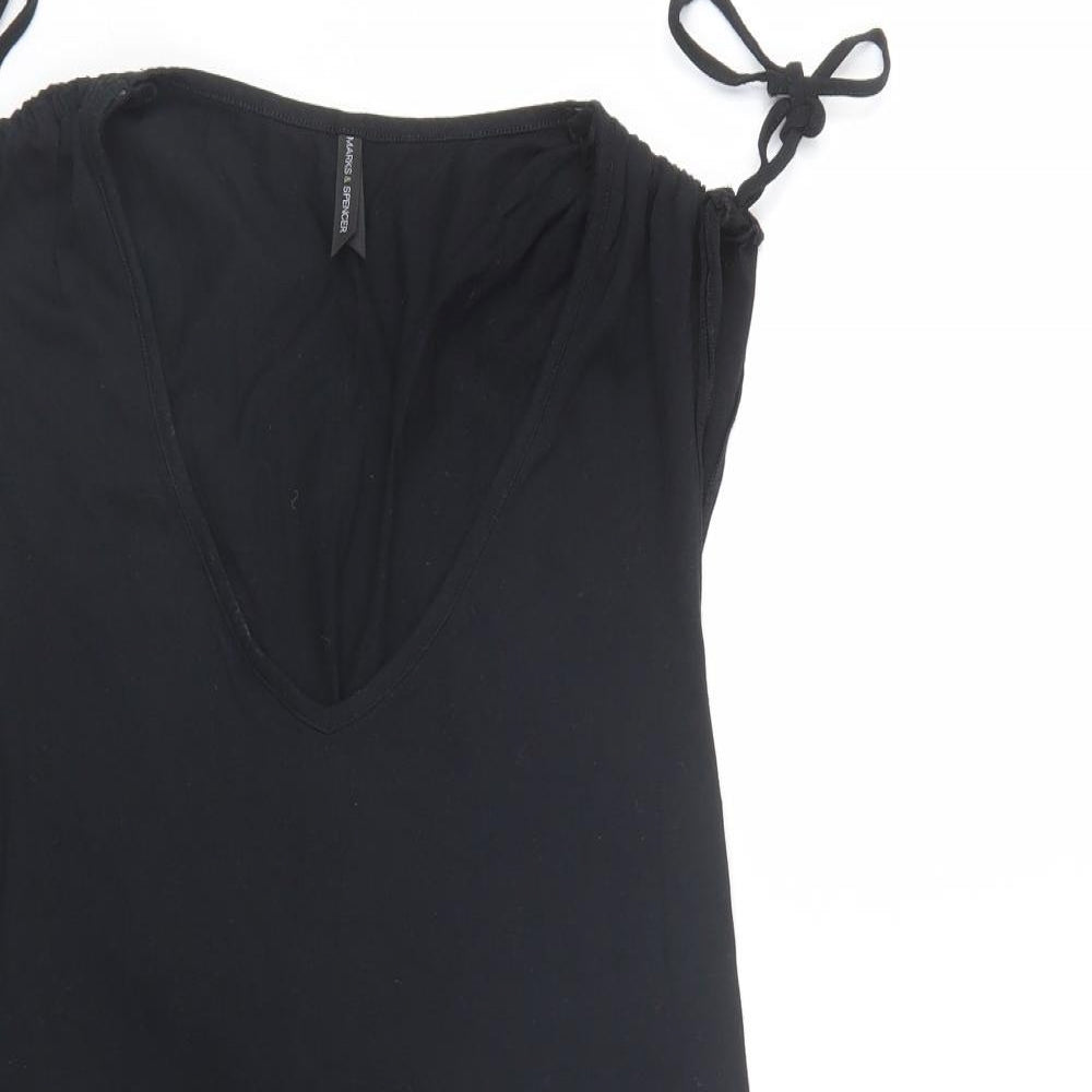 M&S Womens Black   T-Shirt Dress  Size 10