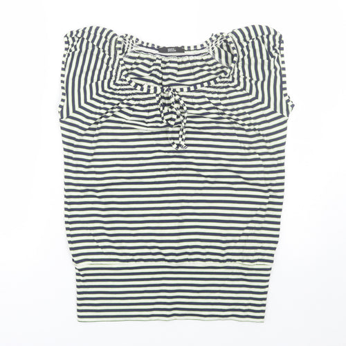 M&S Womens Blue Striped  Basic T-Shirt Size 8