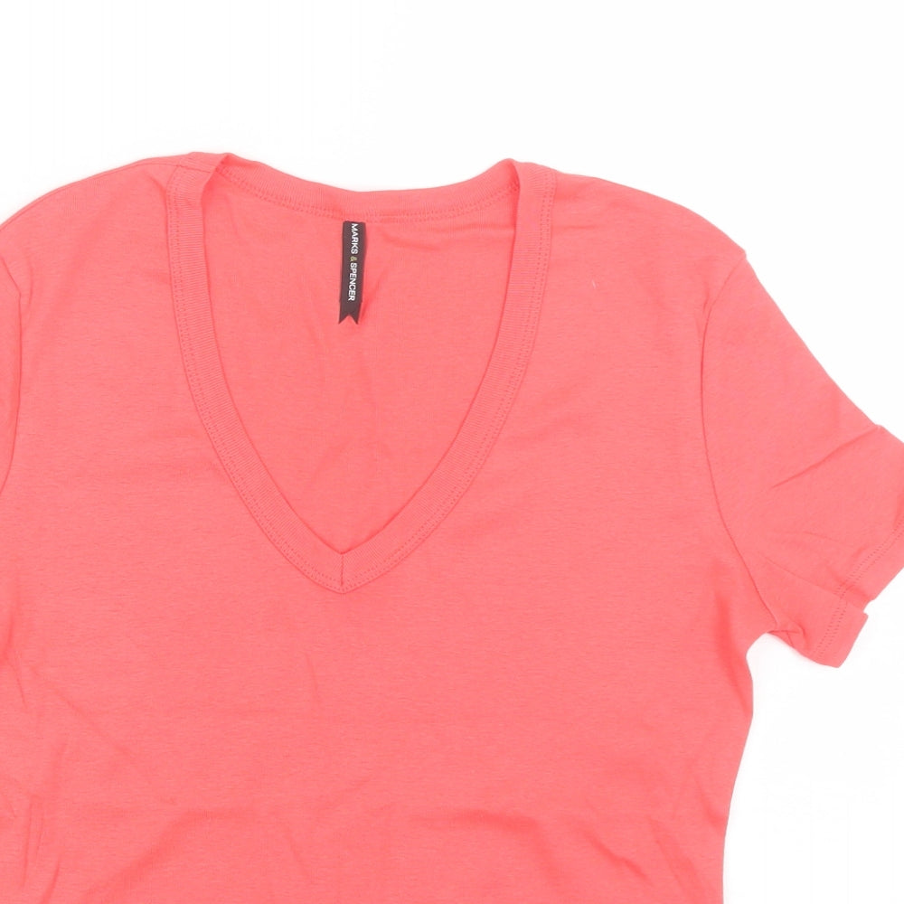 M&S Womens Pink   Basic T-Shirt Size 12