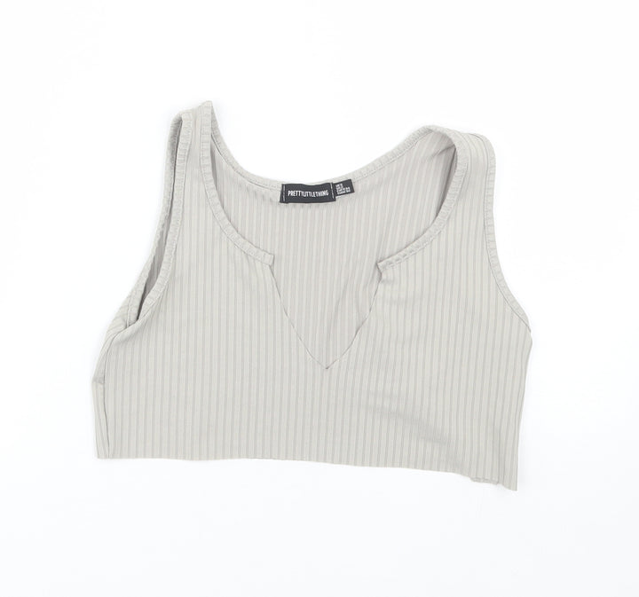 PRETTYLITTLETHING Womens Grey   Cropped Tank Size 6