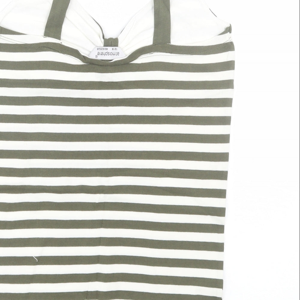 Atmosphere Womens Green Striped  Basic Tank Size 12