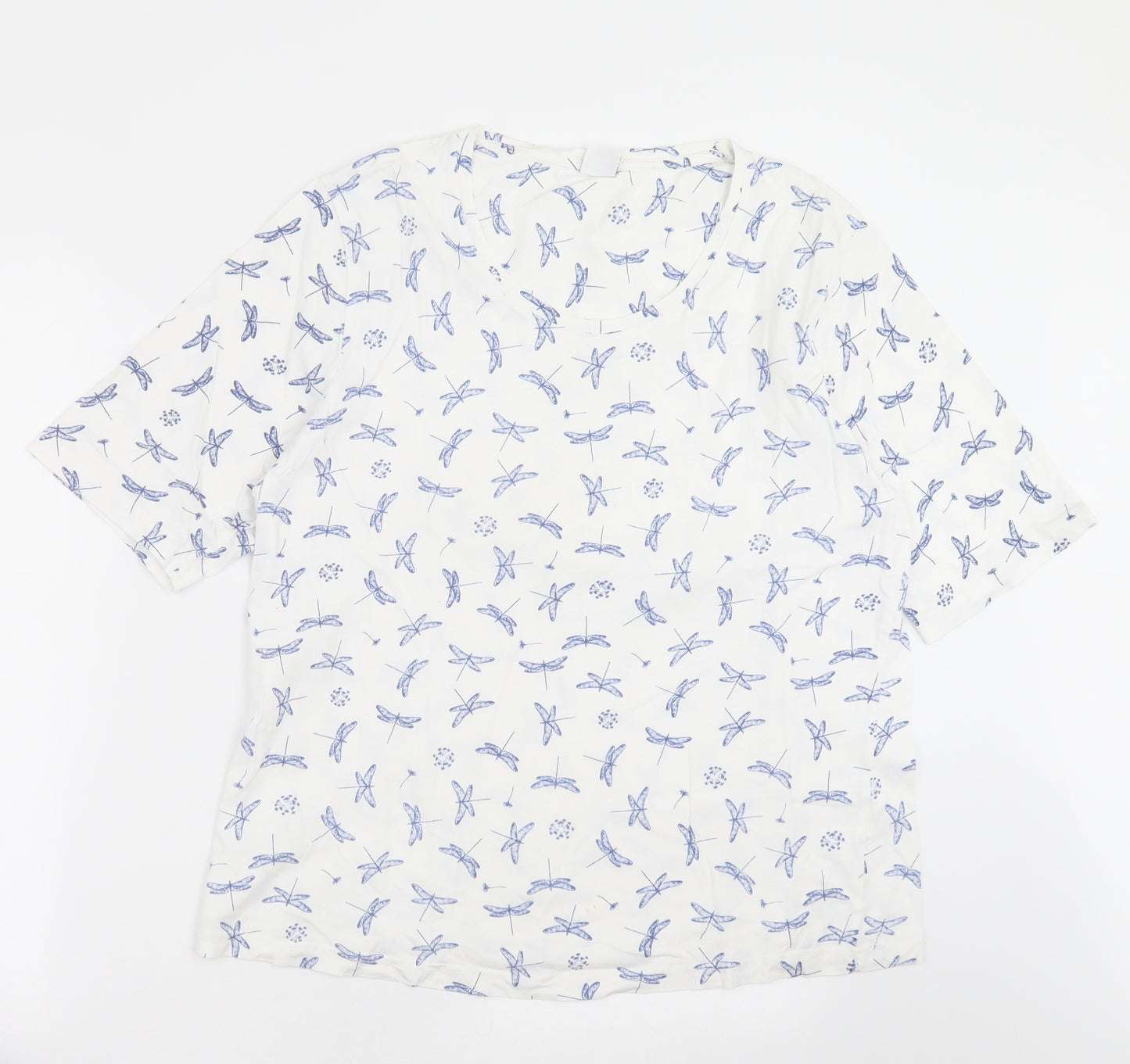 Cotton Traders Womens White   Basic T-Shirt Size 20  - Dragonflies