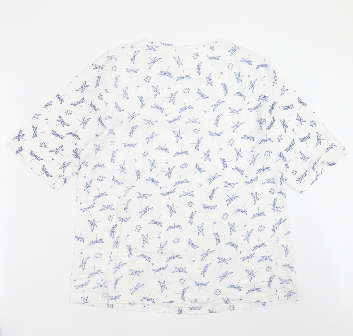 Cotton Traders Womens White   Basic T-Shirt Size 20  - Dragonflies
