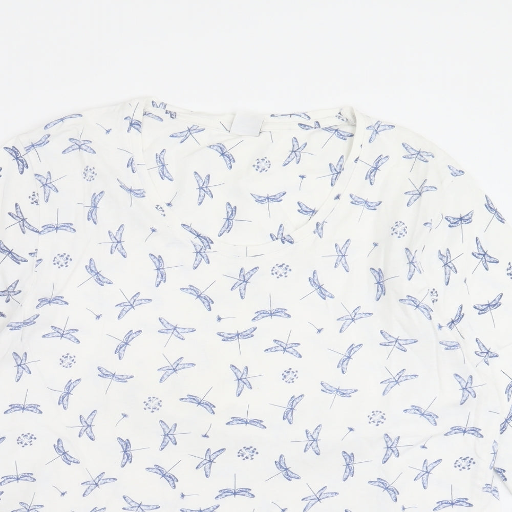 Cotton Traders Womens White   Basic T-Shirt Size 20  - Dragonflies