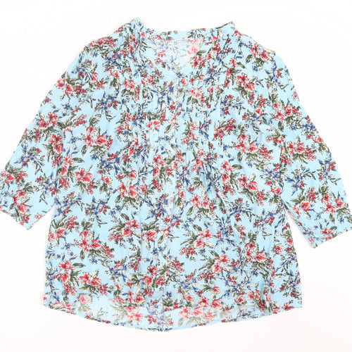 Cotton Traders Womens Blue Floral  Basic Blouse Size 20