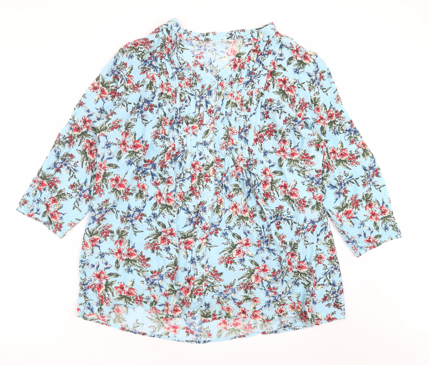 Cotton Traders Womens Blue Floral  Basic Blouse Size 20