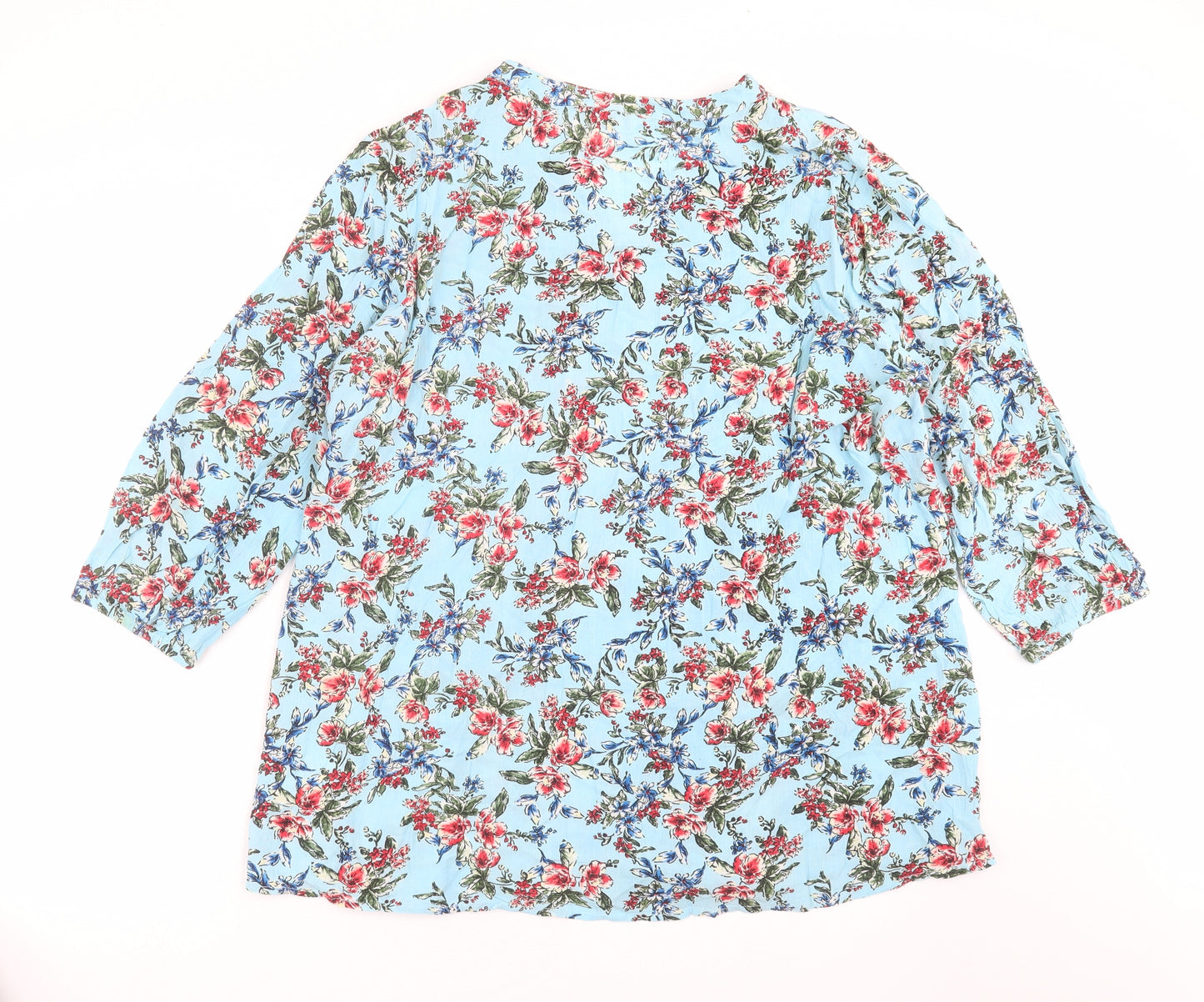 Cotton Traders Womens Blue Floral  Basic Blouse Size 20