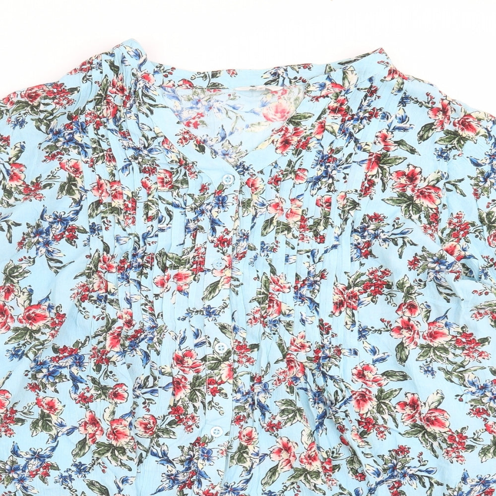 Cotton Traders Womens Blue Floral  Basic Blouse Size 20
