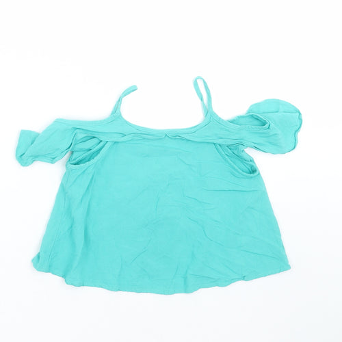 Marks and Spencer Girls Green   Camisole Blouse Size 3-4 Years  - cold shoulder