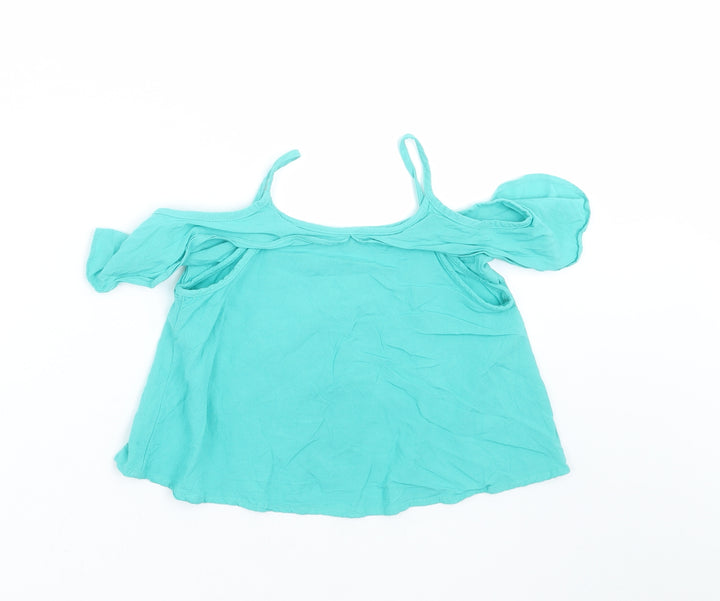 Marks and Spencer Girls Green Camisole Blouse Size 3-4 Years - cold shoulder