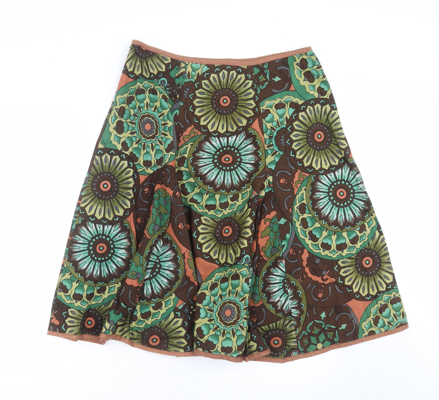 Couture Womens Brown Floral  A-Line Skirt Size 14