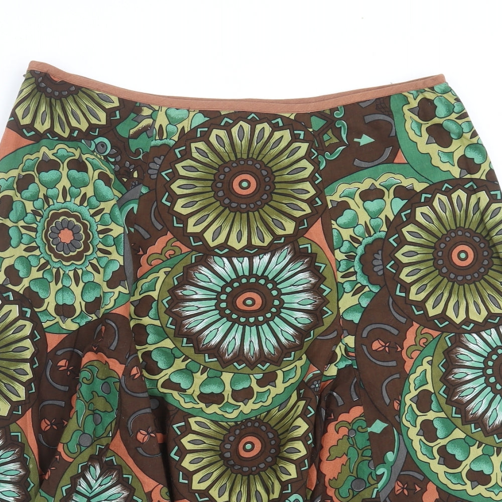 Couture Womens Brown Floral  A-Line Skirt Size 14