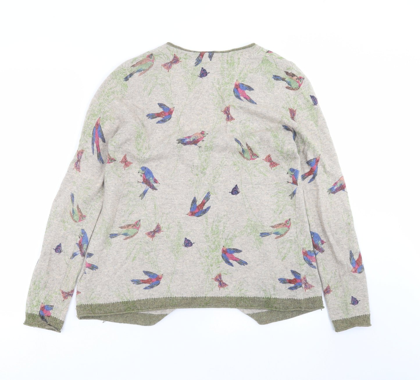 White Stuff Womens Beige  Knit Cardigan Jumper Size 14  - birds
