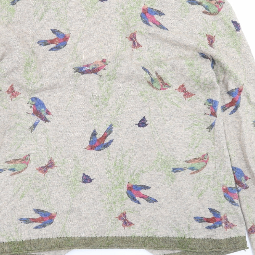 White Stuff Womens Beige  Knit Cardigan Jumper Size 14  - birds
