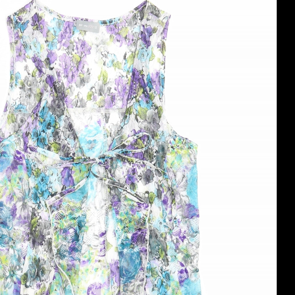 Marks and Spencer Womens Blue Floral  Basic Blouse Size 12