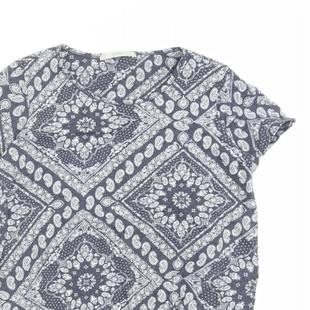 George Womens Blue Paisley  Basic T-Shirt Size 10