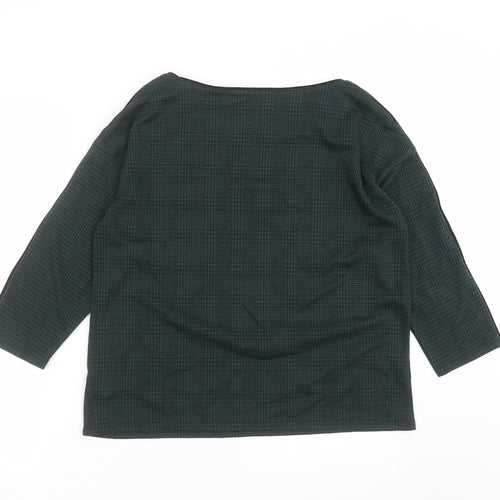 Marks and Spencer Womens Green Check  Basic T-Shirt Size 14