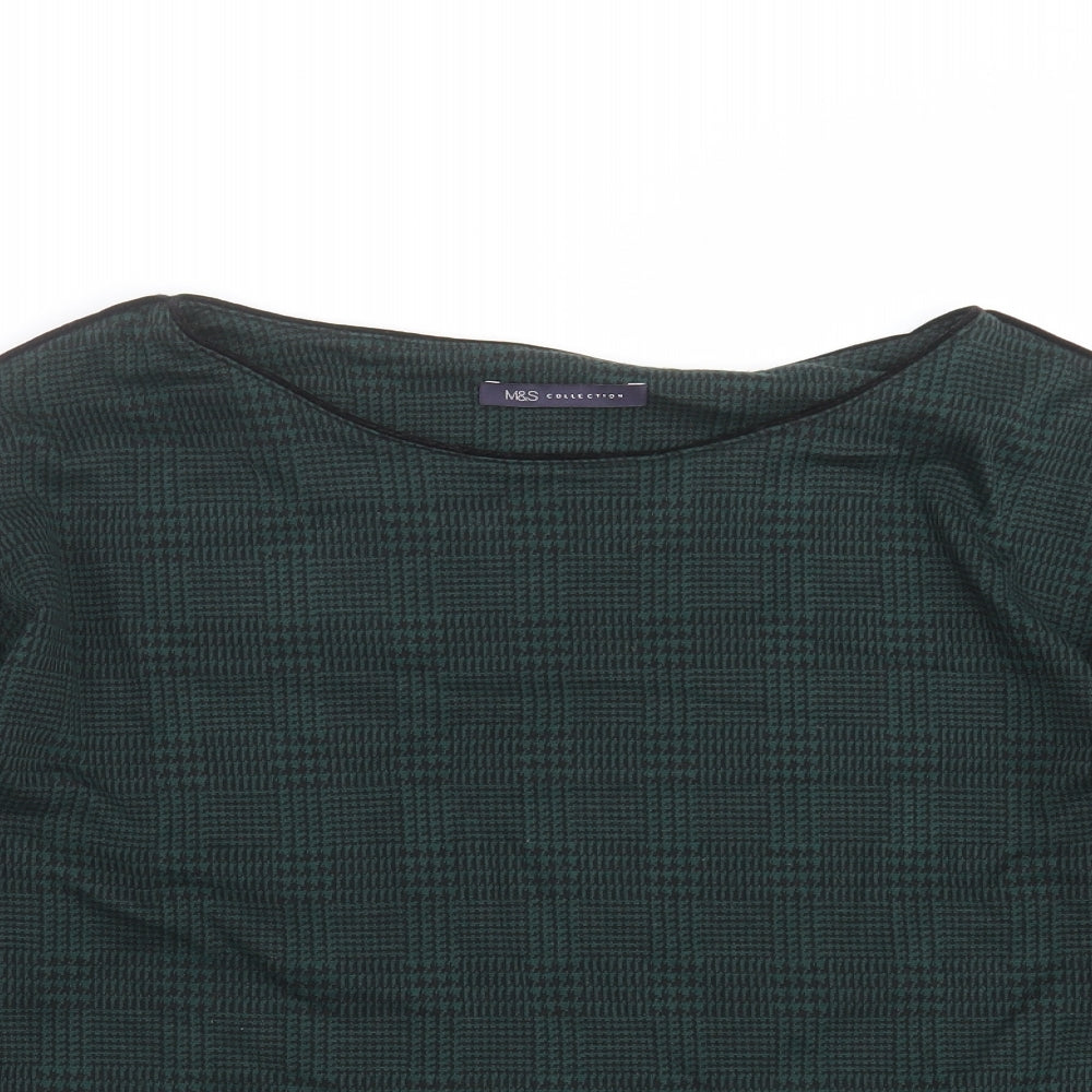 Marks and Spencer Womens Green Check  Basic T-Shirt Size 14