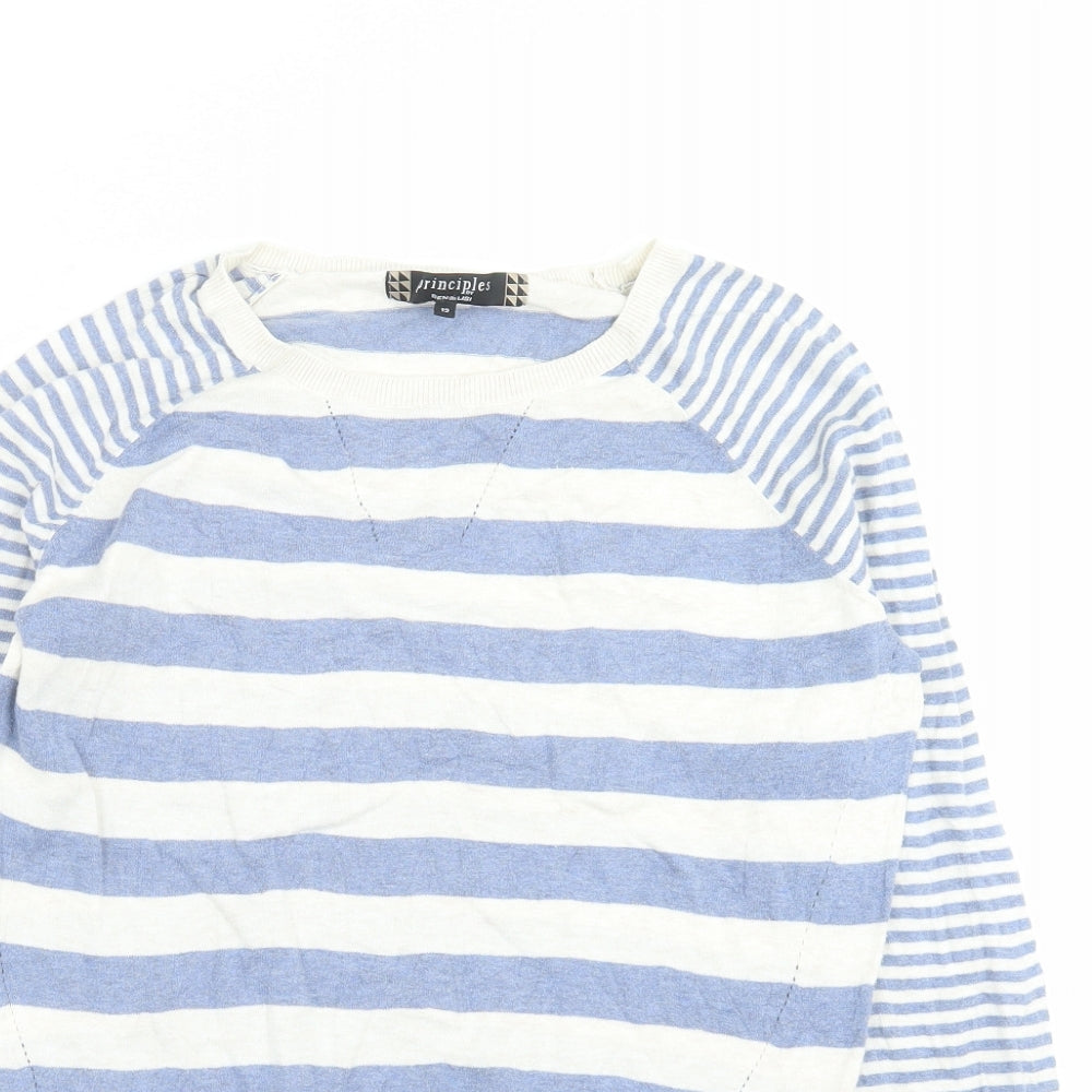 Principles Womens Blue Striped Knit Pullover Jumper Size 12
